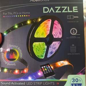 Acellories Dazzle 30ft Sound Activated LED Strip Lights with Wireless‎ Remote